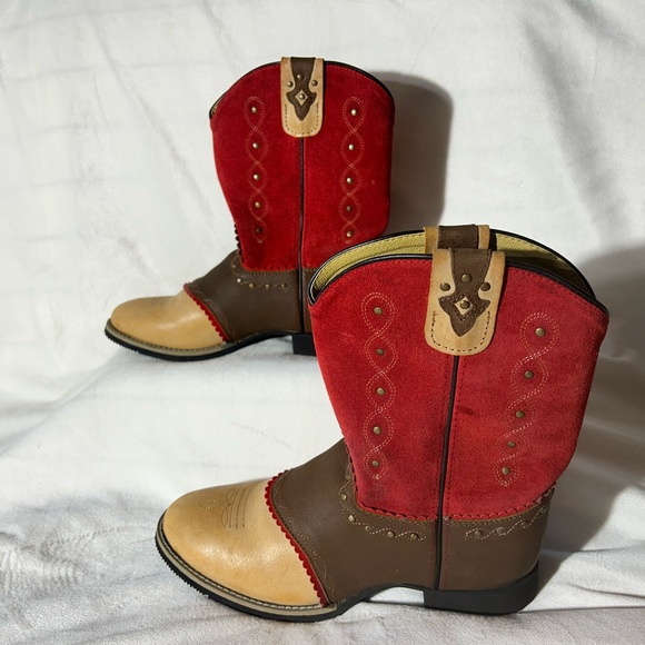 Smoky Mountain Red Tan Leather Western ankle Boots Sz Men’s 6.5/Women’s 8.5 - Picture 13 of 14